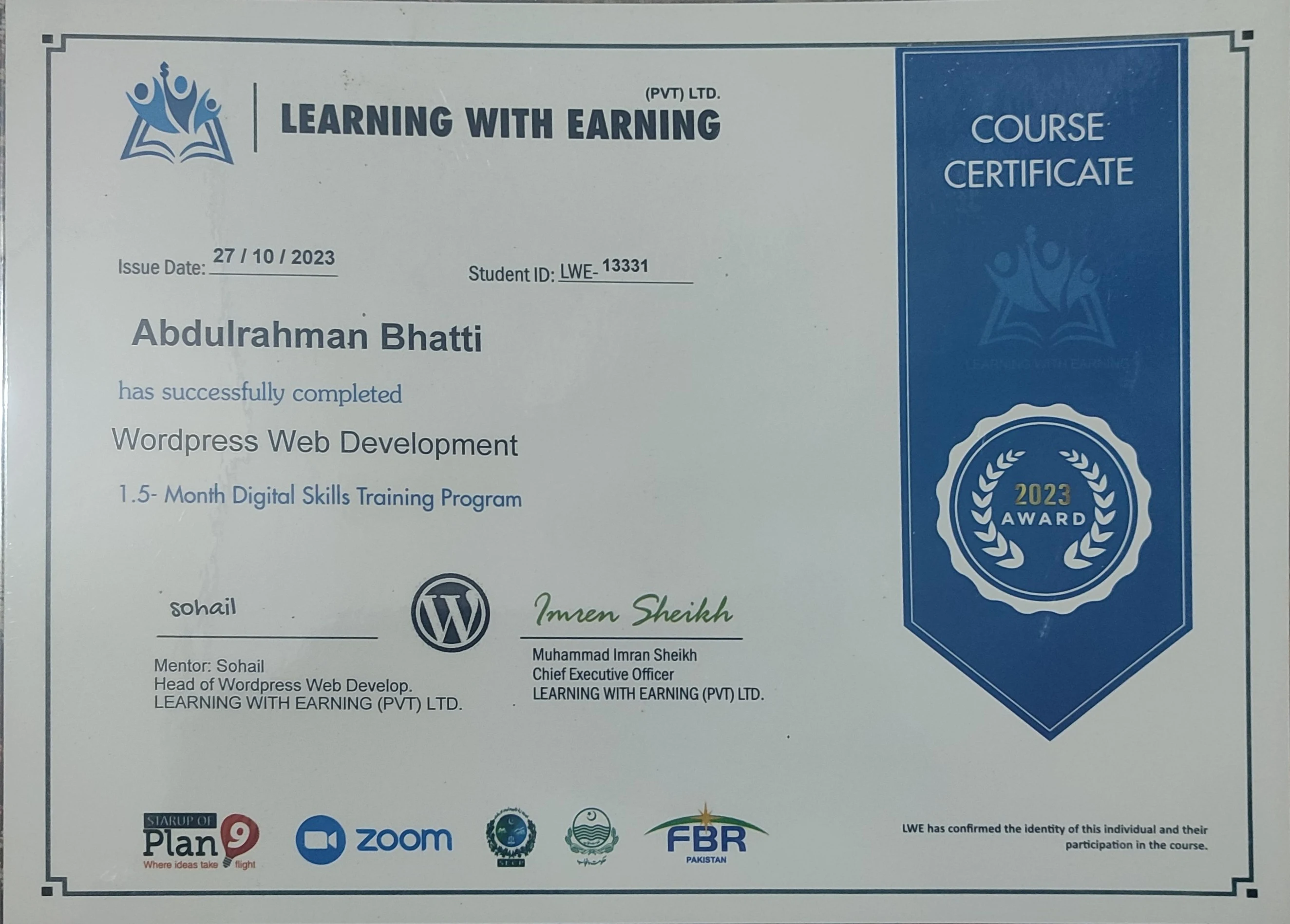 WordPress Development Certificate